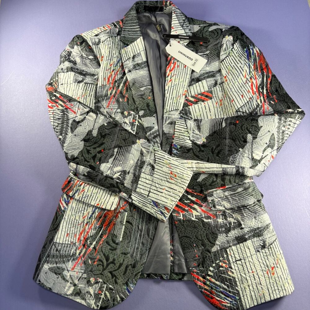 NWT Uninukoo Desinger Men's Fashion Abstract Blazer Size 32 Costume Fancy Anime